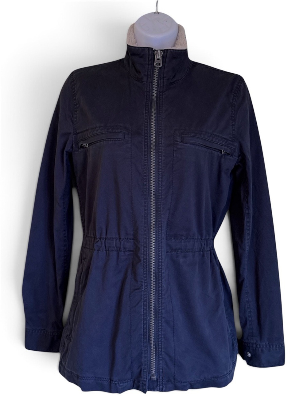 Lucky Brand Utility Jacket Transition Jacket Plaid Flannel Lined Navy Blue XS